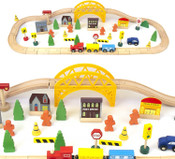 Wooden Train Set With Bridge