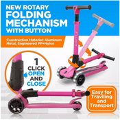 Foldable Wheeled Scooter for Kids - Pink