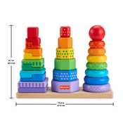 Fisher-Price Wooden Stacking Shape Sorter Toddler Fine Motor Toy - 26 Wood Pieces