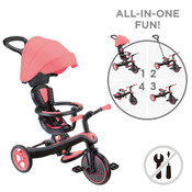 Globber Explorer Balance Bike Trike 4-in-1: Pink 10m to 5yrs