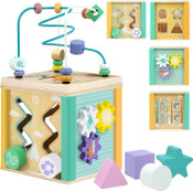 Wonder Co Grow Aqua Wooden Activity Cube