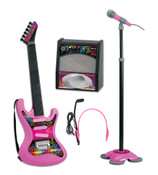 Electric Guitar Amplier & Microphone Stand Set - Pink