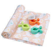 Playgro Home - Fauna Friends Muslin Swaddle & Pram Clips