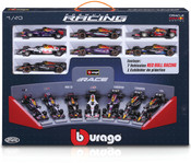 Bburago 1/43 F1 Red Bull - 7-Piece Collection & Display Stand