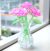 3D Crystal Puzzle - 6 Pink Roses