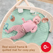Fisher-Price Wood Baby Playmat Lay & Play Deluxe Activity Gym with Wooden Frame & Tummy Time Sensory Toys