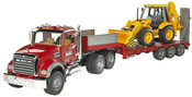 Bruder 1:16 Mack Granite Low Loader W/Jcb 4Cx Backhoe Loader Bruder 1:16 Mack Granite Low Loader W/Jcb 4Cx Backhoe Loader