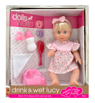 Dolls World Gold Drink and Wet Toddler Lucy