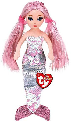 Ty Beanie Babies Flippables Regular Cora Pink Sequin Mermaid