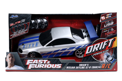 1:10 Fast & Furious Drift R/C 2002 Nissan Skyline GT-R (BNR34) Silver Window Box
