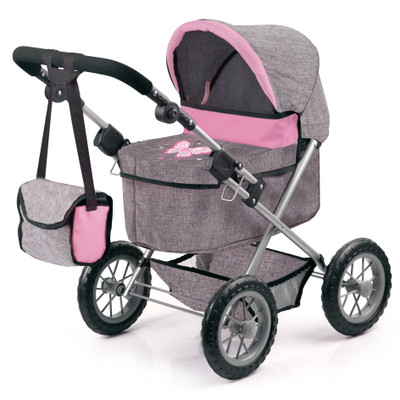 Trendy Doll Pram Grey-Pink-Fairy