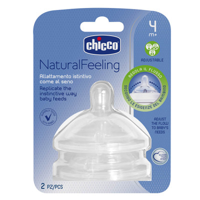 Chicco Teat: Natural Feeling - 4M+ Adj Flow 2 Pack Chicco Teat: Natural Feeling - 4M+ Adj Flow 2 Pack