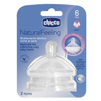 Chicco Teat: Natural Feeling - 6M+ Fast Flow 2 Pack Chicco Teat: Natural Feeling - 6M+ Fast Flow 2 Pack