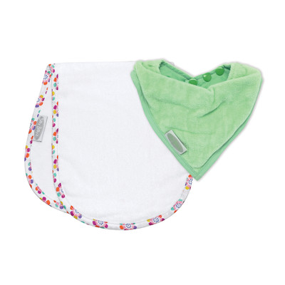 Silly Billyz Shoulder Bib/Bandana Set - Mint Pansy Silly Billyz Shoulder Bib/Bandana Set - Mint Pansy