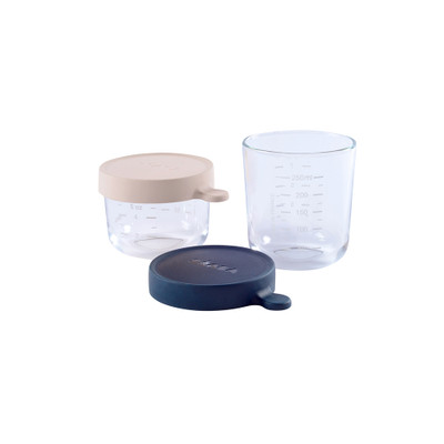 Beaba Superior Glass Jar 2 Pack 150ml/250ml Dark Blue & Pink Beaba Superior Glass Jar 2 Pack 150ml/250ml Dark Blue & Pink