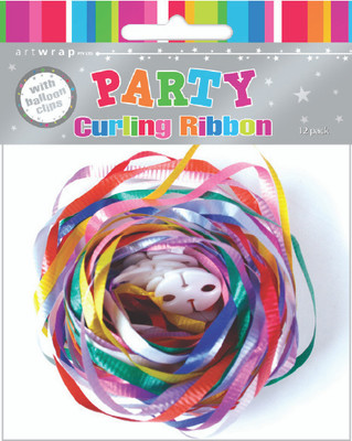 Ribbon  W/Balloon Clip 12pk - Rainbow Ribbon  W/Balloon Clip 12pk - Rainbow