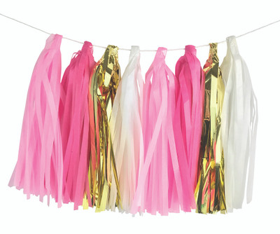 Tassel Garland 15pk Gold Pink Tassel Garland 15pk Gold Pink