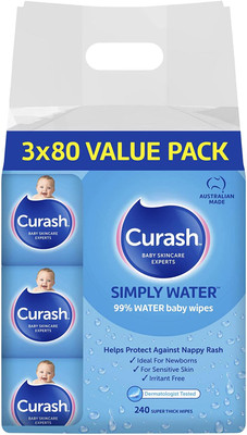 Curash Simply Water Baby Wipes 3x80 Pack Curash Simply Water Baby Wipes 3x80 Pack