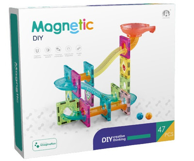 Magnetic DIY: Magnetic Tiles Marble Run 47pcs Magnetic DIY: Magnetic Tiles Marble Run 47pcs