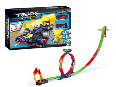 Single Track Racing Car Set - Jumping Through the Fire Circle Single Track Racing Car Set - Jumping Through the Fire Circle