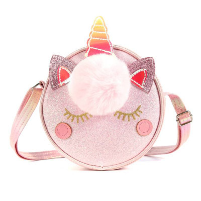 Unicorn Glitter Satchel Bag with a Plush Ball Unicorn Glitter Satchel Bag with a Plush Ball