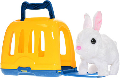 Electric White Bunny with Pet Carrier