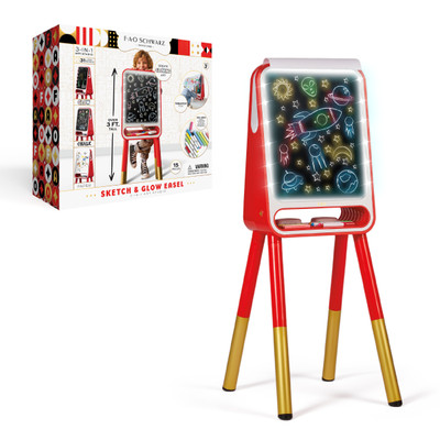 F.A.O. Schwarz Sketch & Glow Easel 3-In-1 Art Studio 15pcs F.A.O. Schwarz Sketch & Glow Easel 3-In-1 Art Studio 15pcs