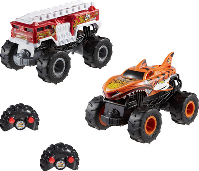 Hot Wheels Monster Trucks RC 1:24 Tiger Shark & 5-Alarm 2 Pack Hot Wheels Monster Trucks RC 1:24 Tiger Shark & 5-Alarm 2 Pack
