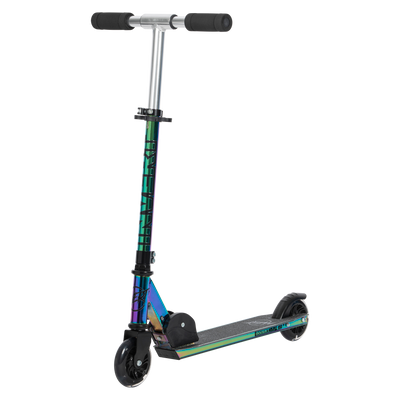 AF100 Folding Inline Scooter with Light Up Wheel - Rainbow Neochrome AF100 Folding Inline Scooter with Light Up Wheel - Rainbow Neochrome