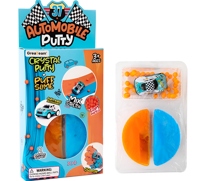 Racecar Crystal Putty & Puff Slime Racecar Crystal Putty & Puff Slime