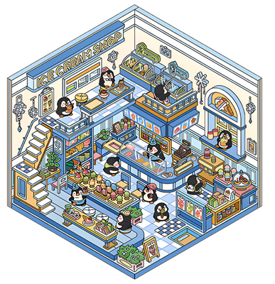 DIY 3D Sticker - Penguin Ice Cream Shop DIY 3D Sticker - Penguin Ice Cream Shop