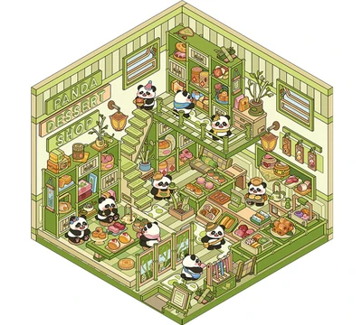 DIY 3D Sticker - Panda Dessert Shop