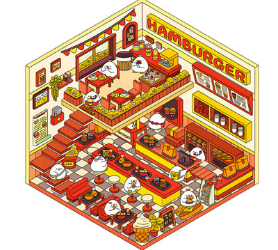 DIY 3D Sticker - Chicken Hamburger Shop