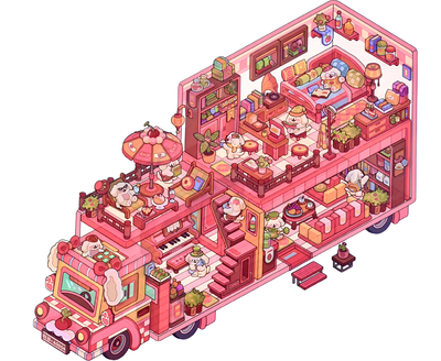 DIY 3D Sticker - Puppy's Pink Cosy Camper