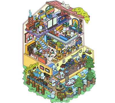 DIY 3D Sticker Forest Treehouse (Super Large Edition)