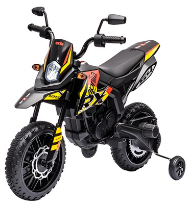 Aprilia Kids Ride-On Motorcycle with Training Wheels - Yellow