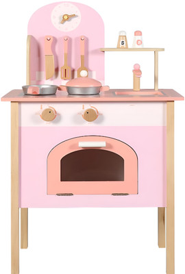 Wonder Co. Wooden Kids Kitchen Playset - Pink Wonder Co. Wooden Kids Kitchen Playset - Pink