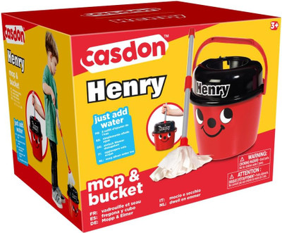 Casdon Henry Mop & Bucket Toy Cleaning Set - Red Casdon Henry Mop & Bucket Toy Cleaning Set - Red