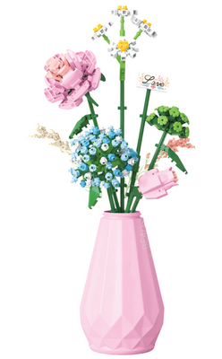 Flower Love Pink Vase Bouquet 309pcs Flower Love Pink Vase Bouquet 309pcs