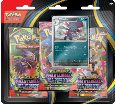 Pokemon TCG Mega Evolutions 2 Phantasmal Flames Three booster blister Pokemon TCG Mega Evolutions 2 Phantasmal Flames Three booster blister