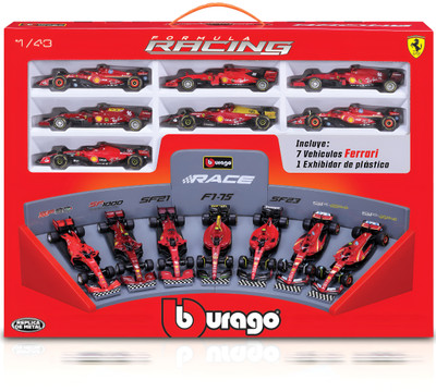 Bburago 1:43 F1 Ferrari - 7-Piece Collection & Display Stand