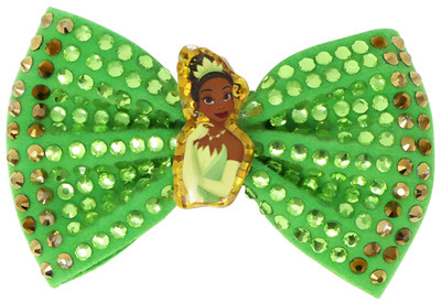 Disney Princess Tiana Green Sparkling Rhinestone Hair Bow