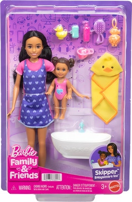 Barbie Skipper Babysitters, Inc. Playset with Brunette and Toddler Doll, Bathtub & 6 Accessories