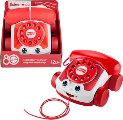 Fisher-Price Red Chatter Telephone Baby & Toddler Pull Toy, Mattel 80th Anniversary Edition