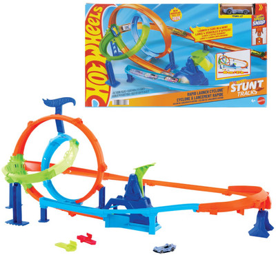 Hot Wheels Stunt Tracks Rapid Launch Cyclone Track Set