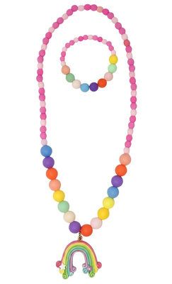 Rainbow Cloud Necklace and Bracelet Set