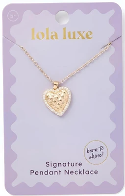 Lola Luxe - Gold Quilted Heart Necklace
