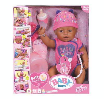 BABY BORN Soft Touch Girl Brown Eyes 43cm