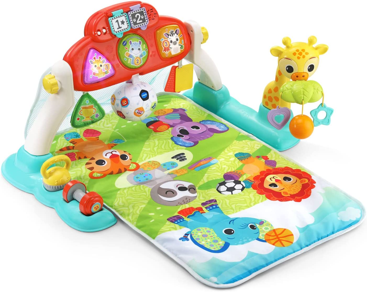 Bright Starts 4-in-1 Groovin' Kicks Piano & Drum Kick Activity Gym,  Tropical Safari