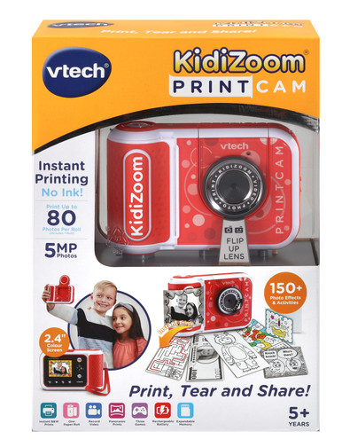 VTech KidiZoom Print Cam Blue - Instant shot kids camera with push  function, selfie and video function, effects, games and much more. For  children